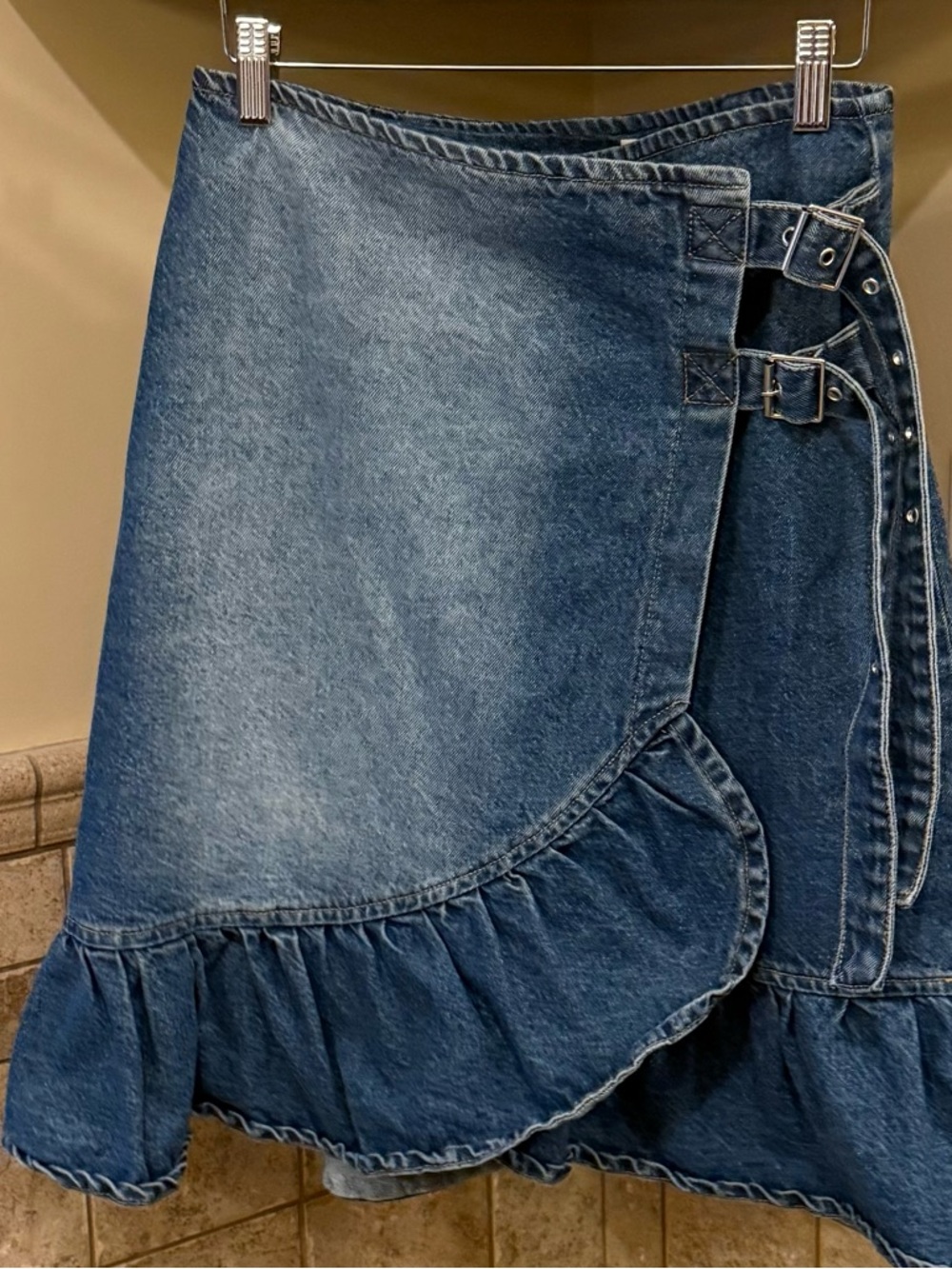 Free People The Ragged Priest Gail Buckle Denim Skirt - Picture 3 of 5